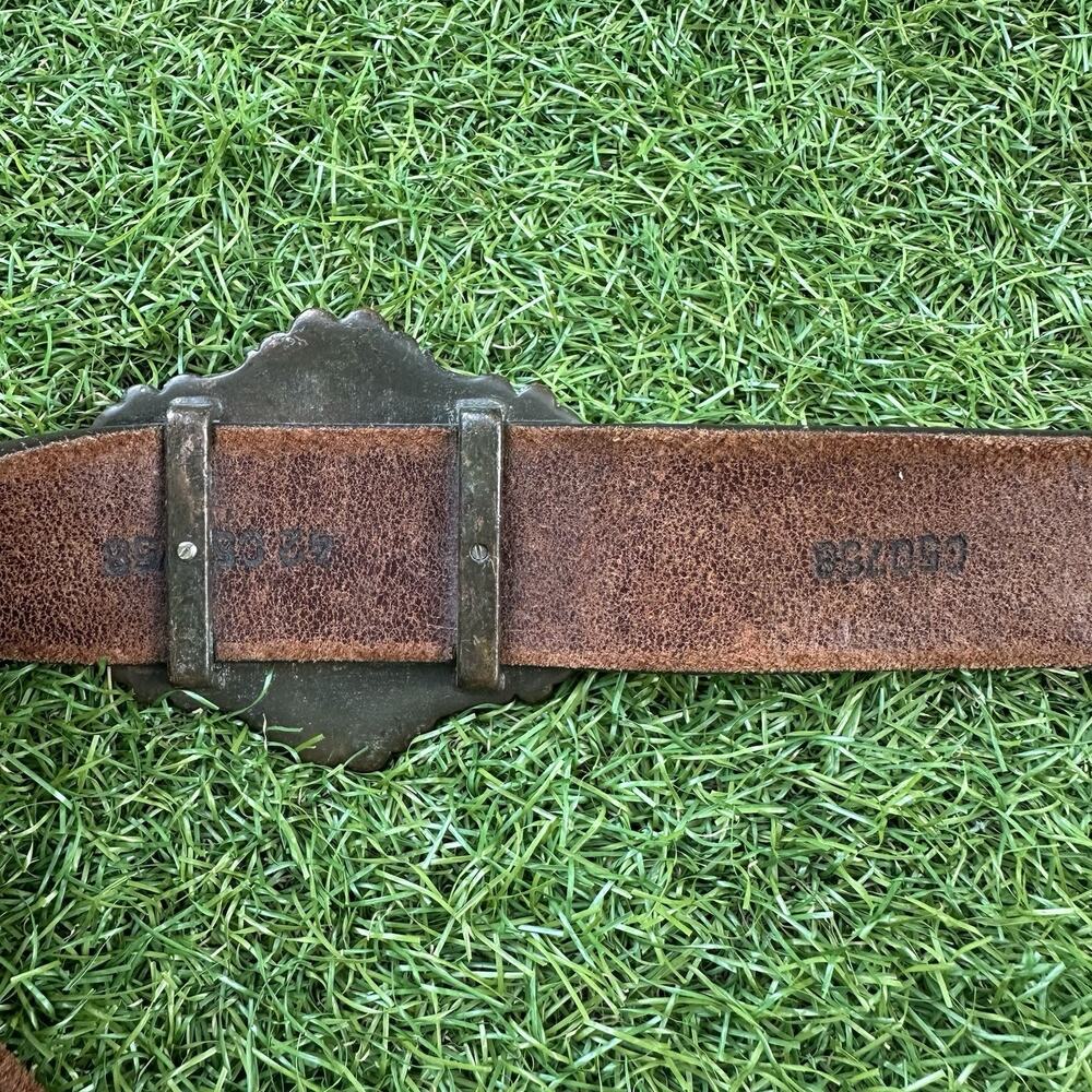Tony Lama Brown Tooled Leather‎ Swarovski Crystals Concho Cross Western Belt 42 - Picture 5 of 9